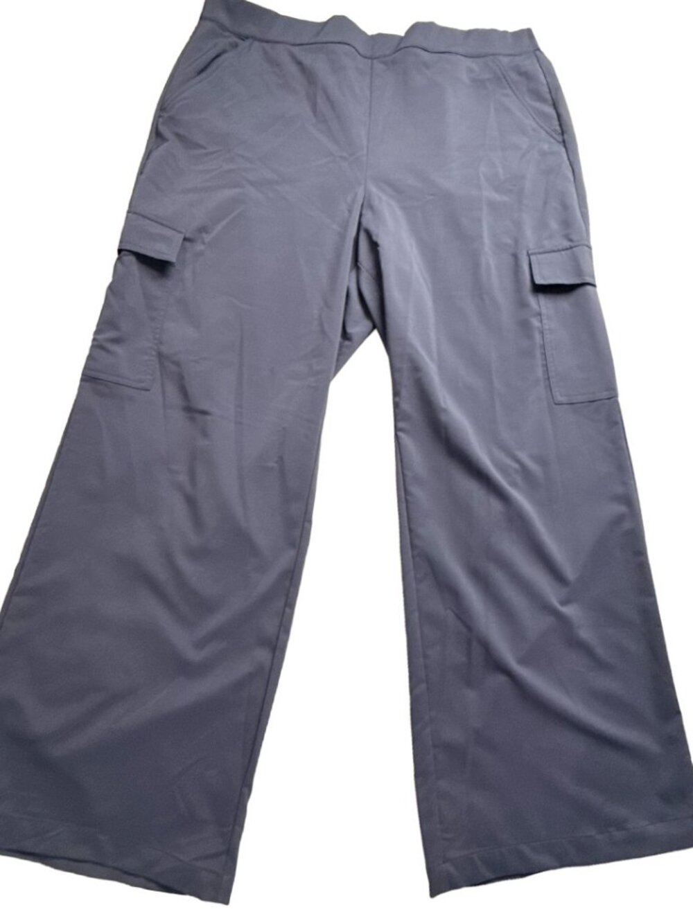 Stylus Women’s XXL Gray/blue Cargo Pants Wide Leg Pull On Stretch Casual Pants